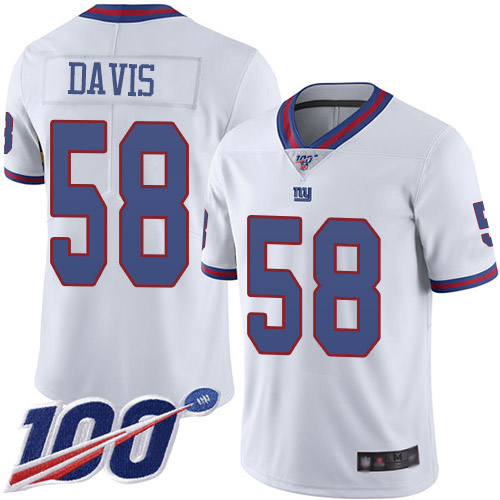 Men New York Giants #58 Tae Davis Limited White Rush Vapor Untouchable 100th Season Football NFL Jersey->new york giants->NFL Jersey